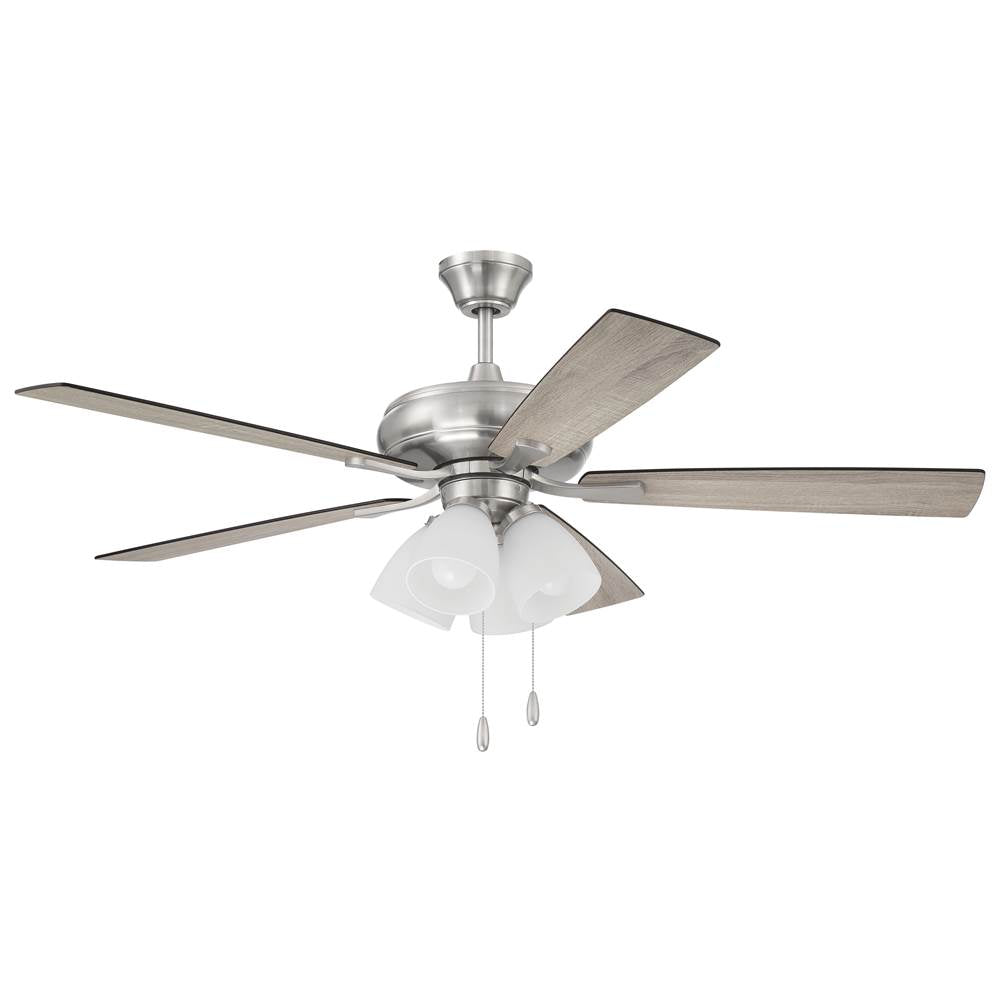Craftmade Eos Frost Eos 52'' 5-blade Frost 4 Light Ceiling Fan In Brushed Polished Nickel W/ Driftwood/walnut Blades; Integrated Light Kit