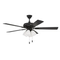 Craftmade ECF114FB5-FBGW Flat Black Eos 52'' 5-blade Frost 4 Light Ceiling Fan In Flat Black W/ Flat Black/greywood Blades; Integrated Light Kit Image 1