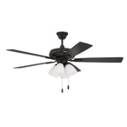 Craftmade ECF114FB5-FBGW Flat Black Eos 52'' 5-blade Frost 4 Light Ceiling Fan In Flat Black W/ Flat Black/greywood Blades; Integrated Light Kit Image 1