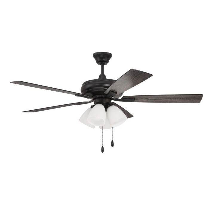 Craftmade Eos Frost Eos 52'' 5-blade Frost 4 Light Ceiling Fan In Flat Black W/ Flat Black/greywood Blades; Integrated Light Kit