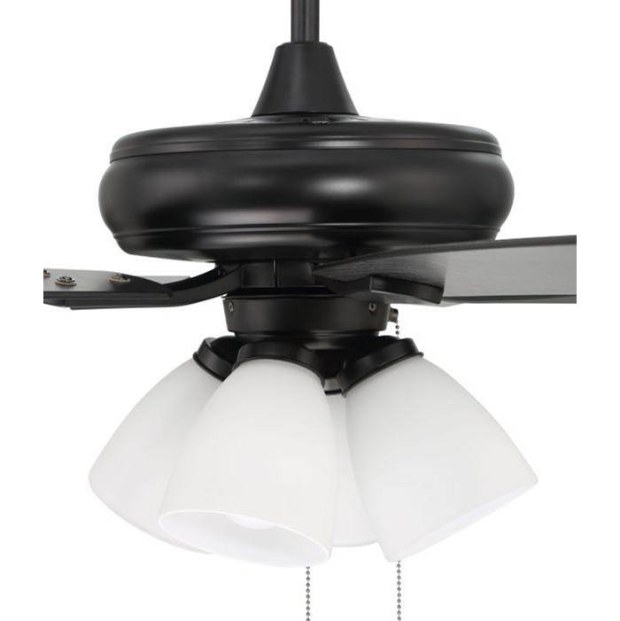 Craftmade ECF114FB5-FBGW Flat Black Eos 52'' 5-blade Frost 4 Light Ceiling Fan In Flat Black W/ Flat Black/greywood Blades; Integrated Light Kit Image 6