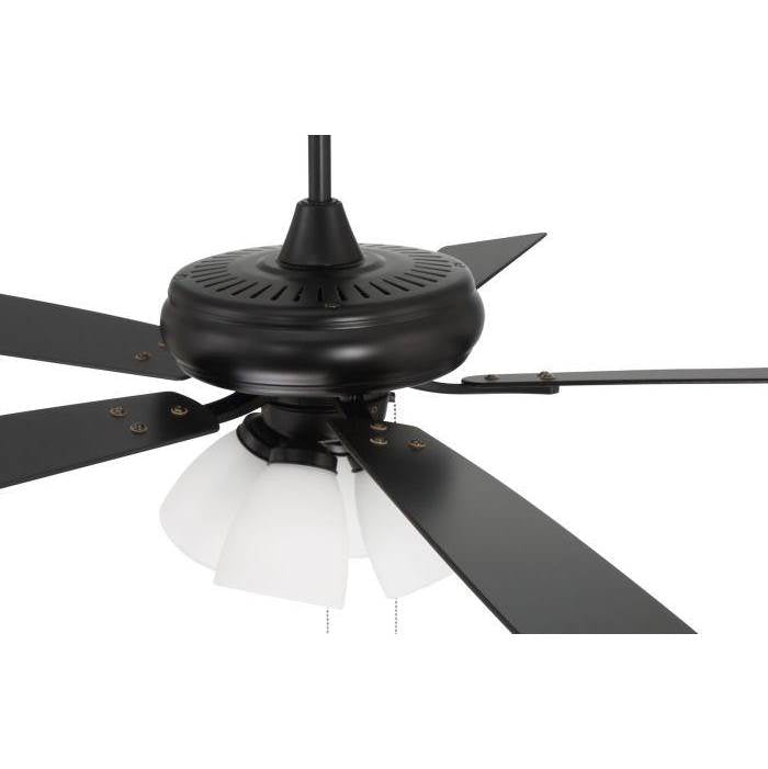 Craftmade ECF114FB5-FBGW Flat Black Eos 52'' 5-blade Frost 4 Light Ceiling Fan In Flat Black W/ Flat Black/greywood Blades; Integrated Light Kit Image 4
