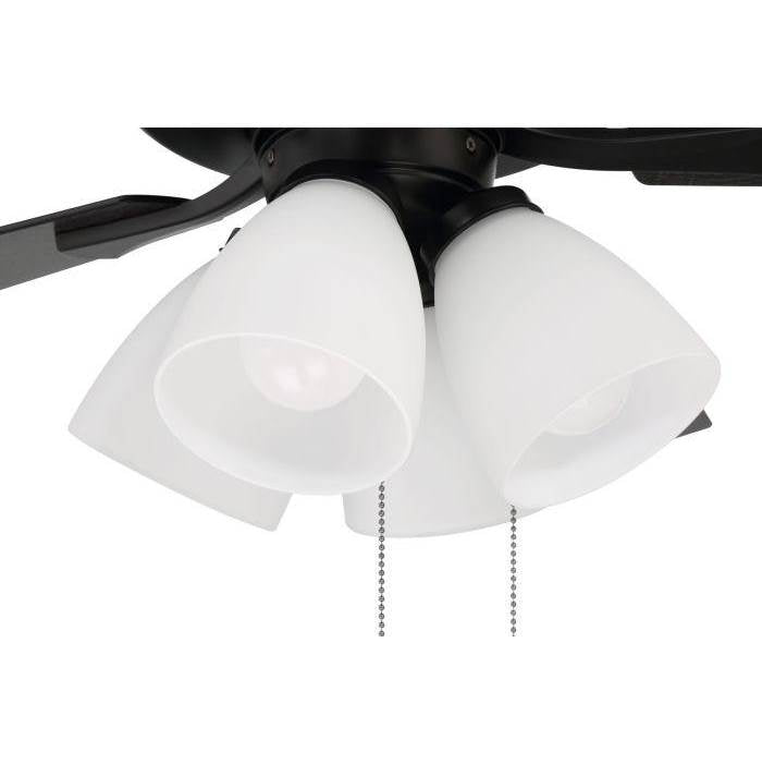 Craftmade ECF114FB5-FBGW Flat Black Eos 52'' 5-blade Frost 4 Light Ceiling Fan In Flat Black W/ Flat Black/greywood Blades; Integrated Light Kit Image 3
