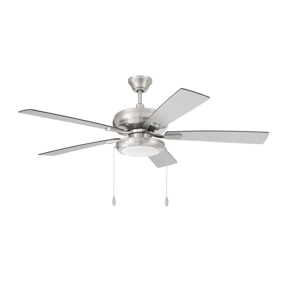 Craftmade Eos 52'' 5-blade Ceiling Fan In Brushed Polished Nickel With Brushed Nickel/greywood Blades; Led Pan Light Kit Included (optional)