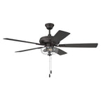 Craftmade ECF201CBZ5-CBZWLN Classic Bronze Eos 52'' 5-blade Clear 2 Light Bowl Ceiling Fan In Classic Bronze With Classic Bronze/walnut Blades, Light Kit Included (optional) Image 1