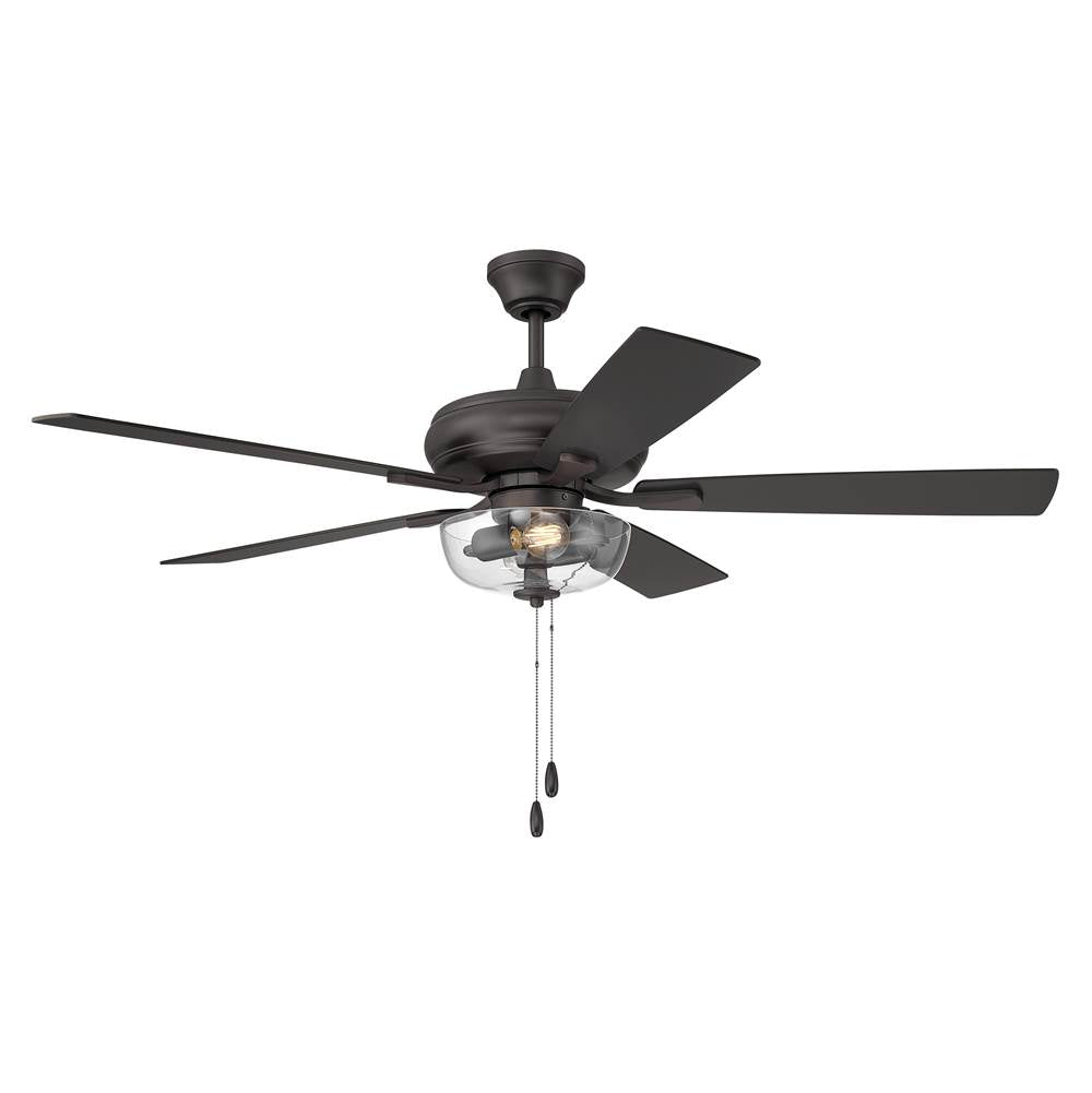 Craftmade Eos 52'' 5-blade Clear 2 Light Bowl Ceiling Fan In Classic Bronze With Classic Bronze/walnut Blades, Light Kit Included (optional)