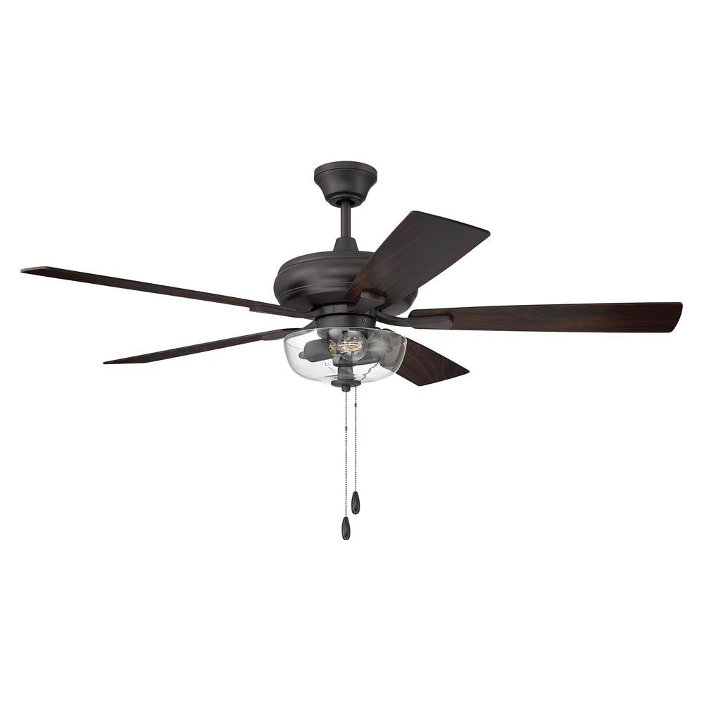 Craftmade ECF201CBZ5-CBZWLN Classic Bronze Eos 52'' 5-blade Clear 2 Light Bowl Ceiling Fan In Classic Bronze With Classic Bronze/walnut Blades, Light Kit Included (optional) Image 9
