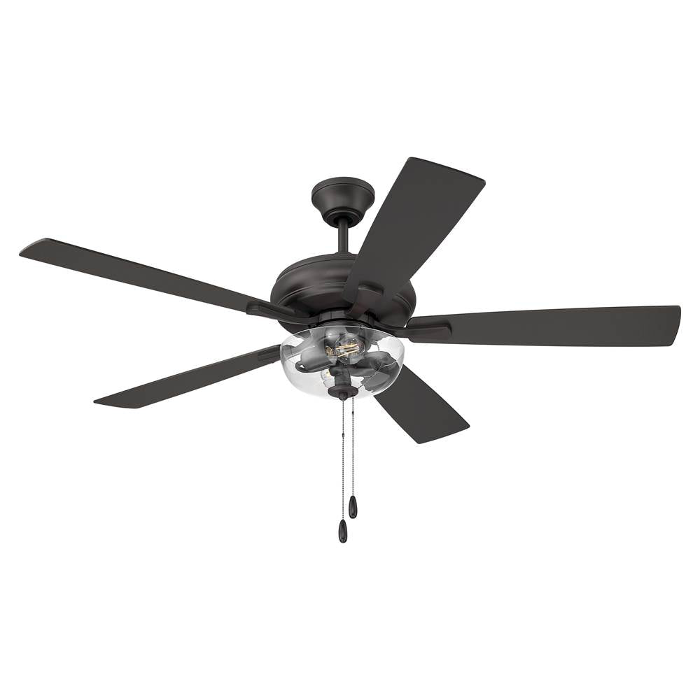 Craftmade ECF201CBZ5-CBZWLN Classic Bronze Eos 52'' 5-blade Clear 2 Light Bowl Ceiling Fan In Classic Bronze With Classic Bronze/walnut Blades, Light Kit Included (optional) Image 7