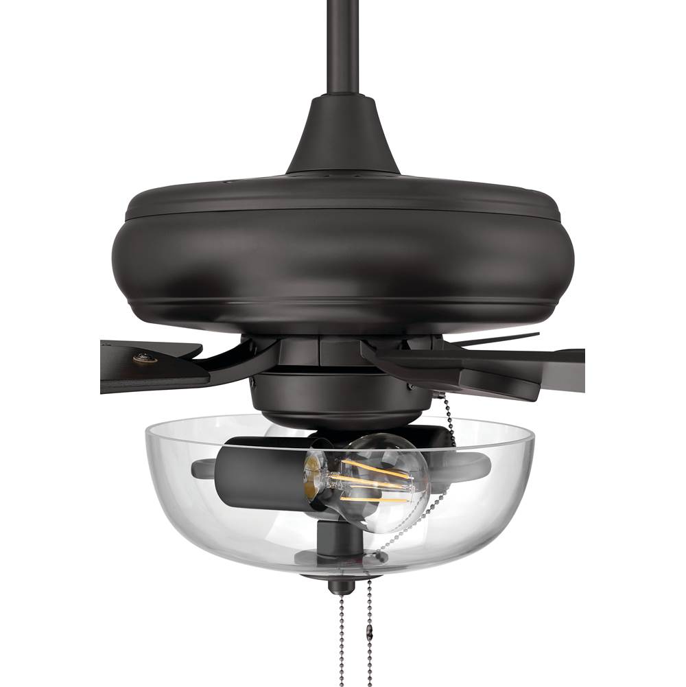 Craftmade ECF201CBZ5-CBZWLN Classic Bronze Eos 52'' 5-blade Clear 2 Light Bowl Ceiling Fan In Classic Bronze With Classic Bronze/walnut Blades, Light Kit Included (optional) Image 5
