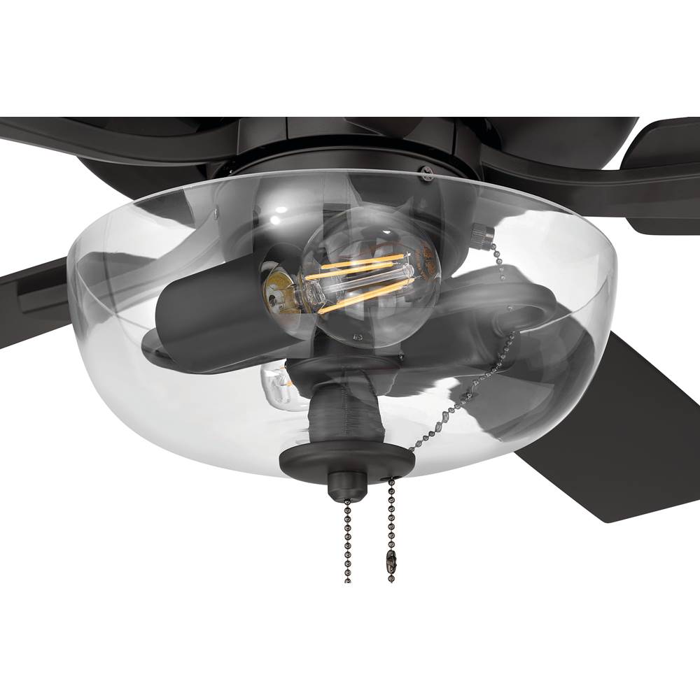 Craftmade ECF201CBZ5-CBZWLN Classic Bronze Eos 52'' 5-blade Clear 2 Light Bowl Ceiling Fan In Classic Bronze With Classic Bronze/walnut Blades, Light Kit Included (optional) Image 3