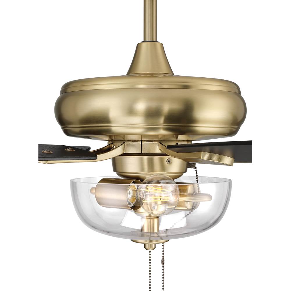 Craftmade ECF201SB5-BWNFB Satin Brass Eos 52'' 5-blade Clear 2 Light Bowl Ceiling Fan In Satin Brass With Black Walnut/flat Black Blades, Light Kit Included (optional) Image 7