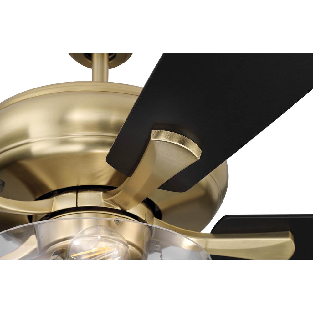 Craftmade ECF201SB5-BWNFB Satin Brass Eos 52'' 5-blade Clear 2 Light Bowl Ceiling Fan In Satin Brass With Black Walnut/flat Black Blades, Light Kit Included (optional) Image 5