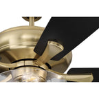 Craftmade ECF201SB5-BWNFB Satin Brass Eos 52'' 5-blade Clear 2 Light Bowl Ceiling Fan In Satin Brass With Black Walnut/flat Black Blades, Light Kit Included (optional) Image 5