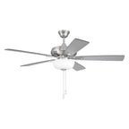 Craftmade ECF211BNK5-BNGW Brushed Polished Nickel Eos 52'' 5-blade Frost 2 Light Bowl Ceiling Fan In Brushed Polished Nickel With Brushed Nickel/greywood Blades, Light Kit Included (optional) Image 1