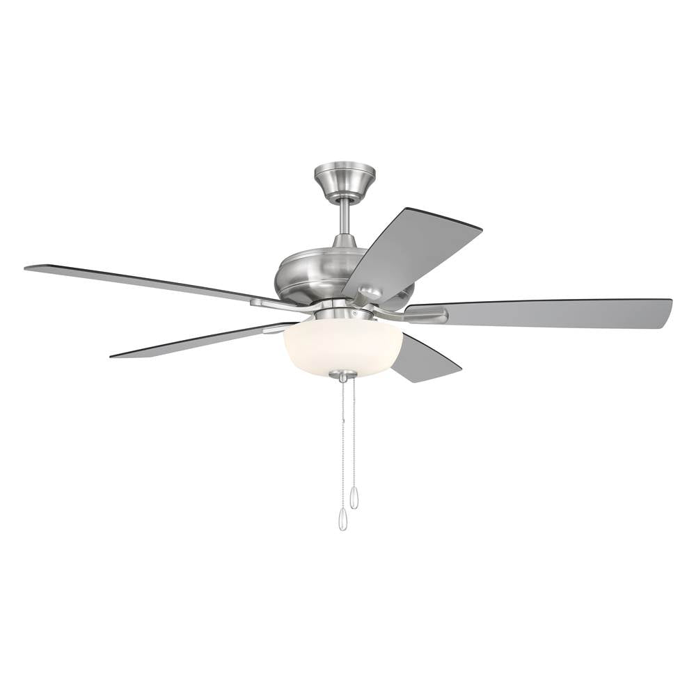 Craftmade Eos 52'' 5-blade Frost 2 Light Bowl Ceiling Fan In Brushed Polished Nickel With Brushed Nickel/greywood Blades, Light Kit Included (optional)