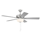 Craftmade Eos 52'' 5-blade Frost 2 Light Bowl Ceiling Fan In Brushed Polished Nickel With Brushed Nickel/greywood Blades, Light Kit Included (optional)