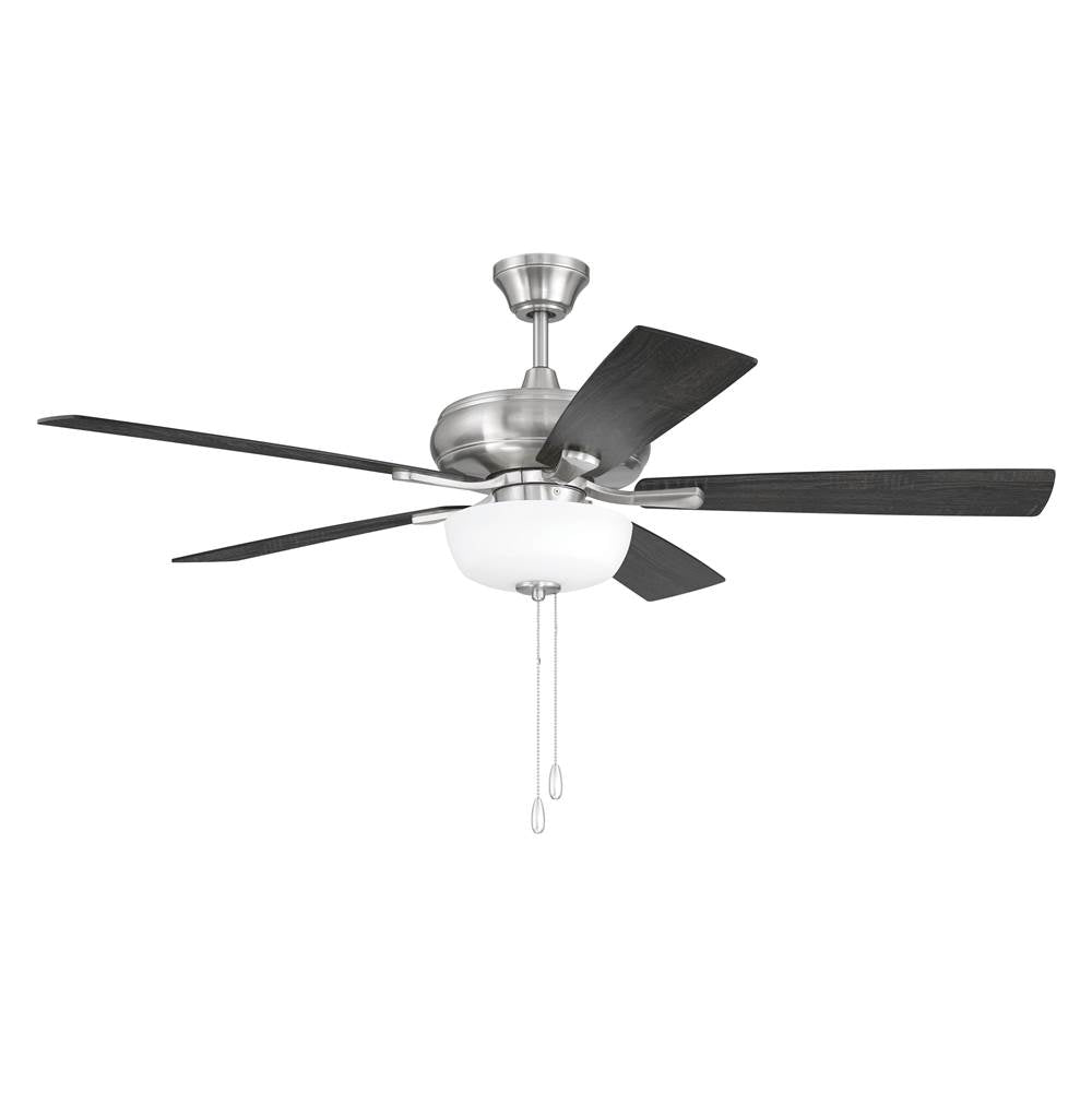 Craftmade ECF211BNK5-BNGW Brushed Polished Nickel Eos 52'' 5-blade Frost 2 Light Bowl Ceiling Fan In Brushed Polished Nickel With Brushed Nickel/greywood Blades, Light Kit Included (optional) Image 9