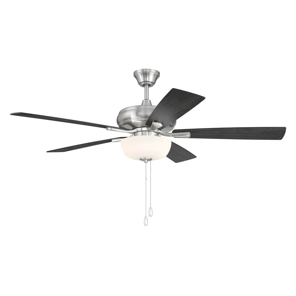 Craftmade ECF211BNK5-BNGW Brushed Polished Nickel Eos 52'' 5-blade Frost 2 Light Bowl Ceiling Fan In Brushed Polished Nickel With Brushed Nickel/greywood Blades, Light Kit Included (optional) Image 8