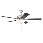 Craftmade ECF211BNK5-BNGW Brushed Polished Nickel Eos 52'' 5-blade Frost 2 Light Bowl Ceiling Fan In Brushed Polished Nickel With Brushed Nickel/greywood Blades, Light Kit Included (optional) Image 8