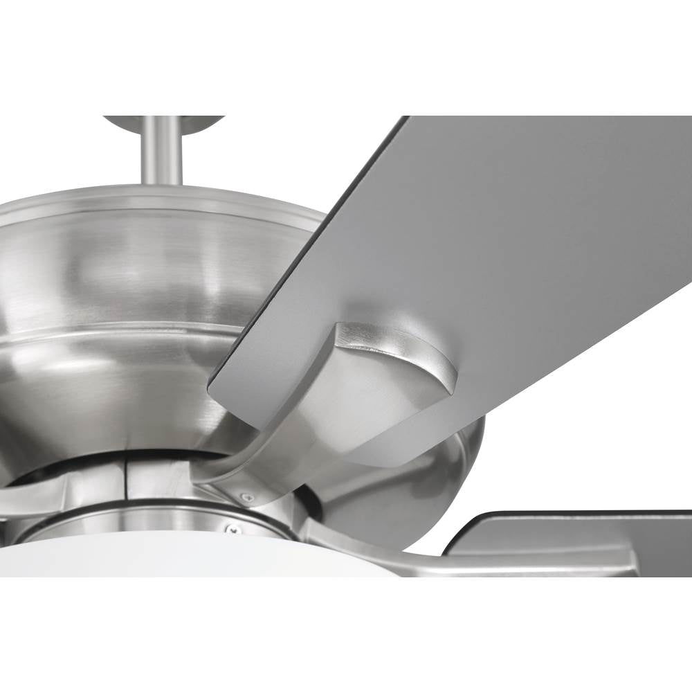 Craftmade ECF211BNK5-BNGW Brushed Polished Nickel Eos 52'' 5-blade Frost 2 Light Bowl Ceiling Fan In Brushed Polished Nickel With Brushed Nickel/greywood Blades, Light Kit Included (optional) Image 5