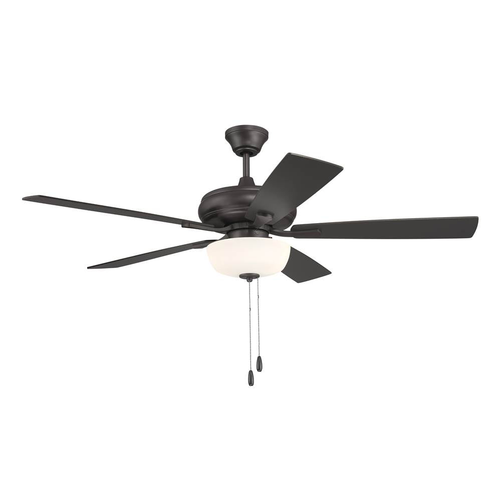 Craftmade Eos 52'' 5-blade Frost 2 Light Bowl Ceiling Fan In Classic Bronze With Classic Bronze/walnut Blades, Light Kit Included (optional)