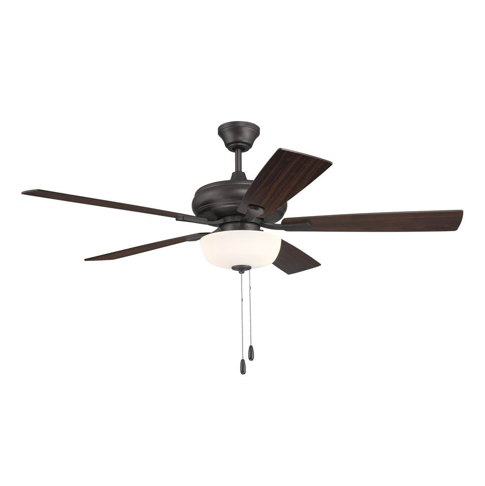 Craftmade ECF211CBZ5-CBZWLN Classic Bronze Eos 52'' 5-blade Frost 2 Light Bowl Ceiling Fan In Classic Bronze With Classic Bronze/walnut Blades, Light Kit Included (optional) Image 8