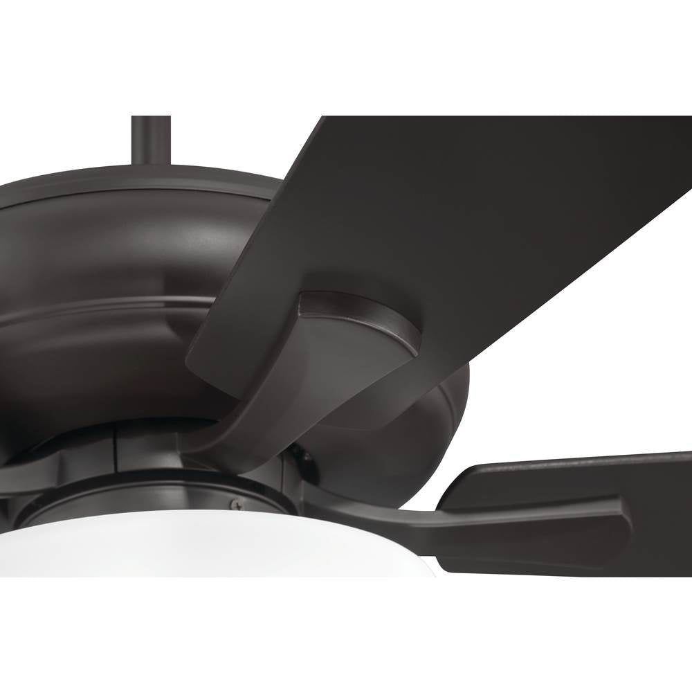Craftmade ECF211CBZ5-CBZWLN Classic Bronze Eos 52'' 5-blade Frost 2 Light Bowl Ceiling Fan In Classic Bronze With Classic Bronze/walnut Blades, Light Kit Included (optional) Image 5