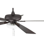 Craftmade ECF211CBZ5-CBZWLN Classic Bronze Eos 52'' 5-blade Frost 2 Light Bowl Ceiling Fan In Classic Bronze With Classic Bronze/walnut Blades, Light Kit Included (optional) Image 3
