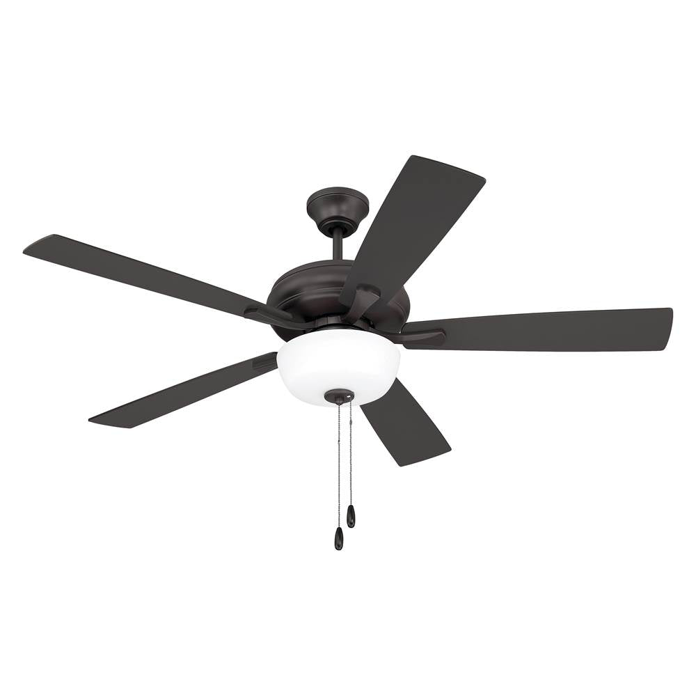 Craftmade ECF211CBZ5-CBZWLN Classic Bronze Eos 52'' 5-blade Frost 2 Light Bowl Ceiling Fan In Classic Bronze With Classic Bronze/walnut Blades, Light Kit Included (optional) Image 2