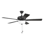 Craftmade ECF211FB5-FBGW Flat Black Eos 52'' 5-blade Frost 2 Light Bowl Ceiling Fan In Flat Black With Flat Black/greywood Blades, Light Kit Included (optional) Image 1