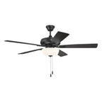 Craftmade Eos 52'' 5-blade Frost 2 Light Bowl Ceiling Fan In Flat Black With Flat Black/greywood Blades, Light Kit Included (optional)