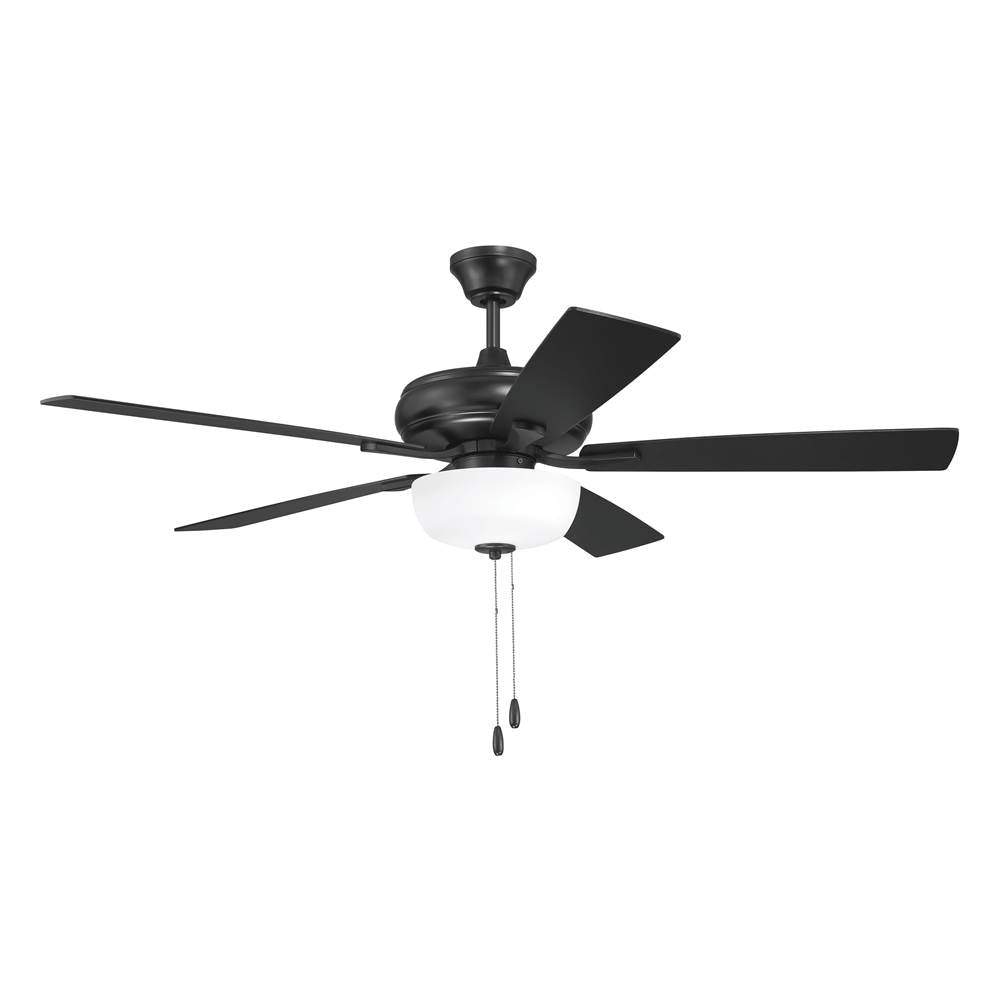 Craftmade ECF211FB5-FBGW Flat Black Eos 52'' 5-blade Frost 2 Light Bowl Ceiling Fan In Flat Black With Flat Black/greywood Blades, Light Kit Included (optional) Image 9