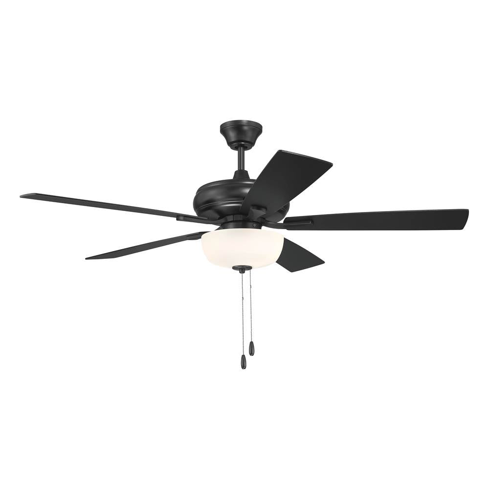 Craftmade ECF211FB5-FBGW Flat Black Eos 52'' 5-blade Frost 2 Light Bowl Ceiling Fan In Flat Black With Flat Black/greywood Blades, Light Kit Included (optional) Image 8
