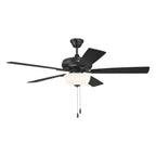 Craftmade ECF211FB5-FBGW Flat Black Eos 52'' 5-blade Frost 2 Light Bowl Ceiling Fan In Flat Black With Flat Black/greywood Blades, Light Kit Included (optional) Image 8