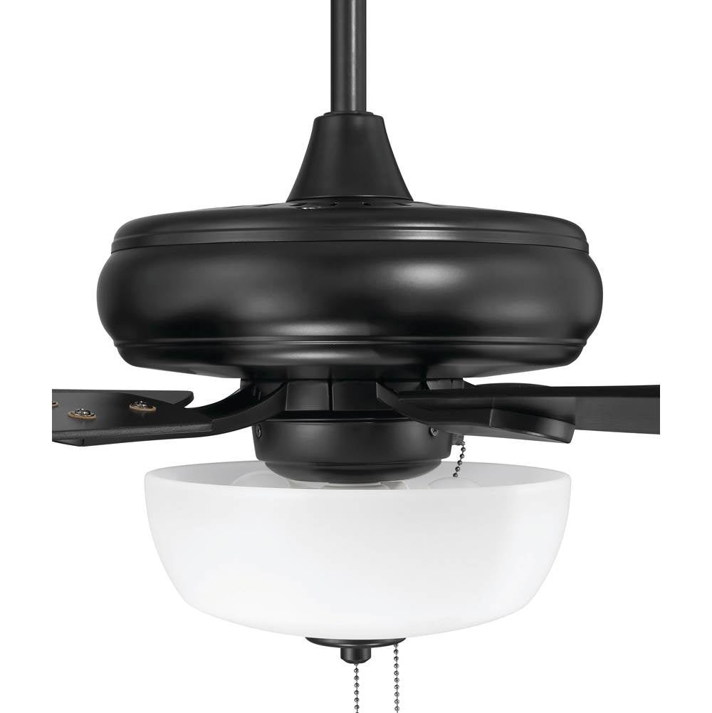Craftmade ECF211FB5-FBGW Flat Black Eos 52'' 5-blade Frost 2 Light Bowl Ceiling Fan In Flat Black With Flat Black/greywood Blades, Light Kit Included (optional) Image 7