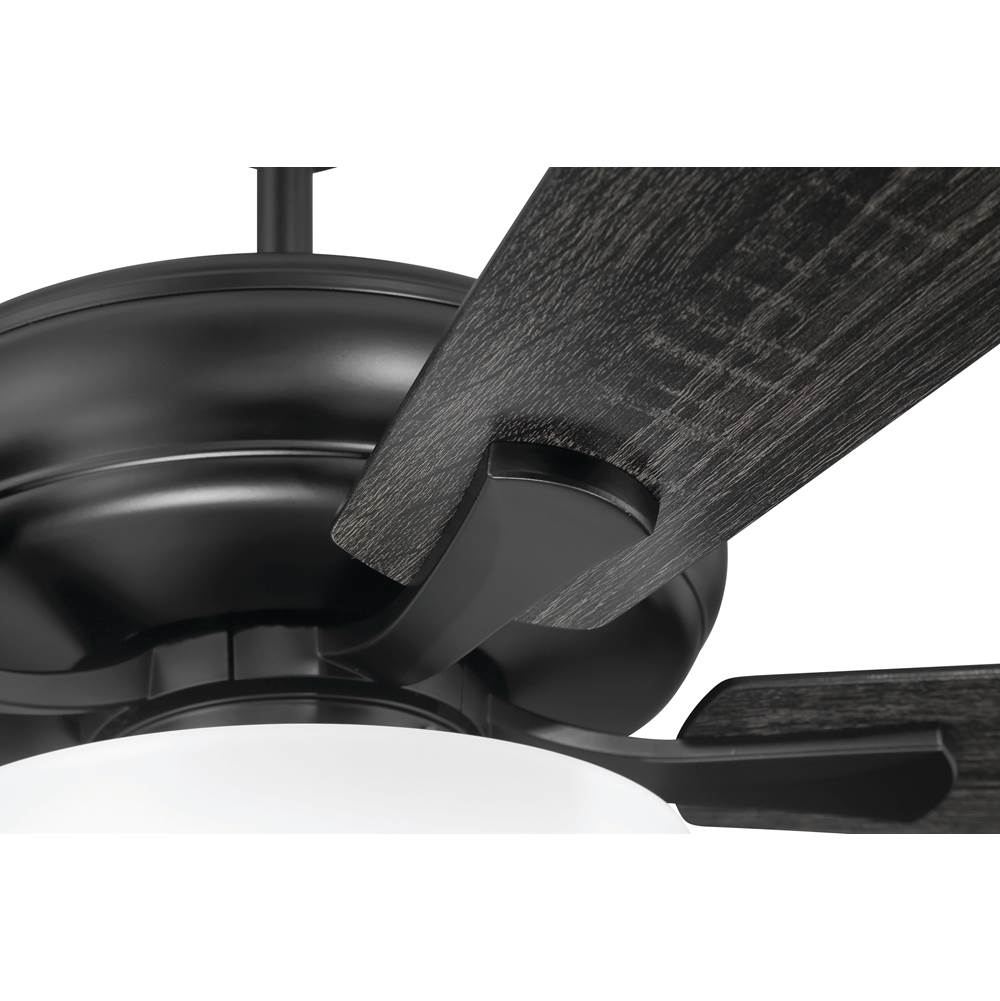 Craftmade ECF211FB5-FBGW Flat Black Eos 52'' 5-blade Frost 2 Light Bowl Ceiling Fan In Flat Black With Flat Black/greywood Blades, Light Kit Included (optional) Image 5