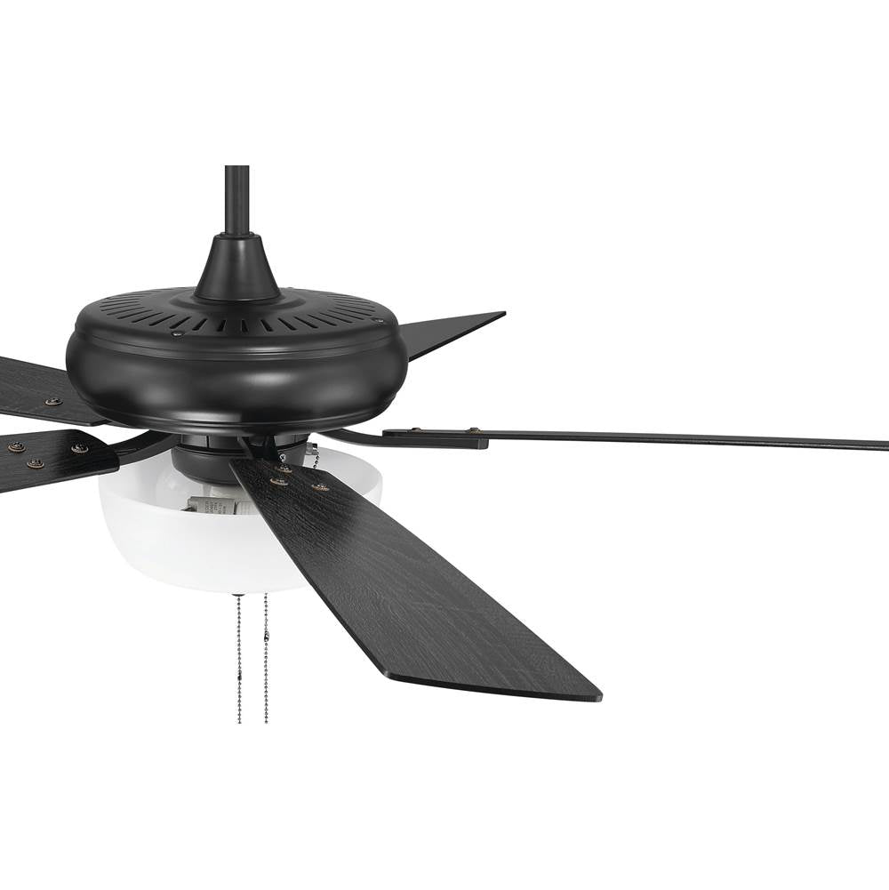 Craftmade ECF211FB5-FBGW Flat Black Eos 52'' 5-blade Frost 2 Light Bowl Ceiling Fan In Flat Black With Flat Black/greywood Blades, Light Kit Included (optional) Image 3
