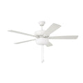 Craftmade Eos 52'' 5-blade Frost 2 Light Bowl Ceiling Fan In White With White/washed Oak Blades; Light Kit Included (optional)