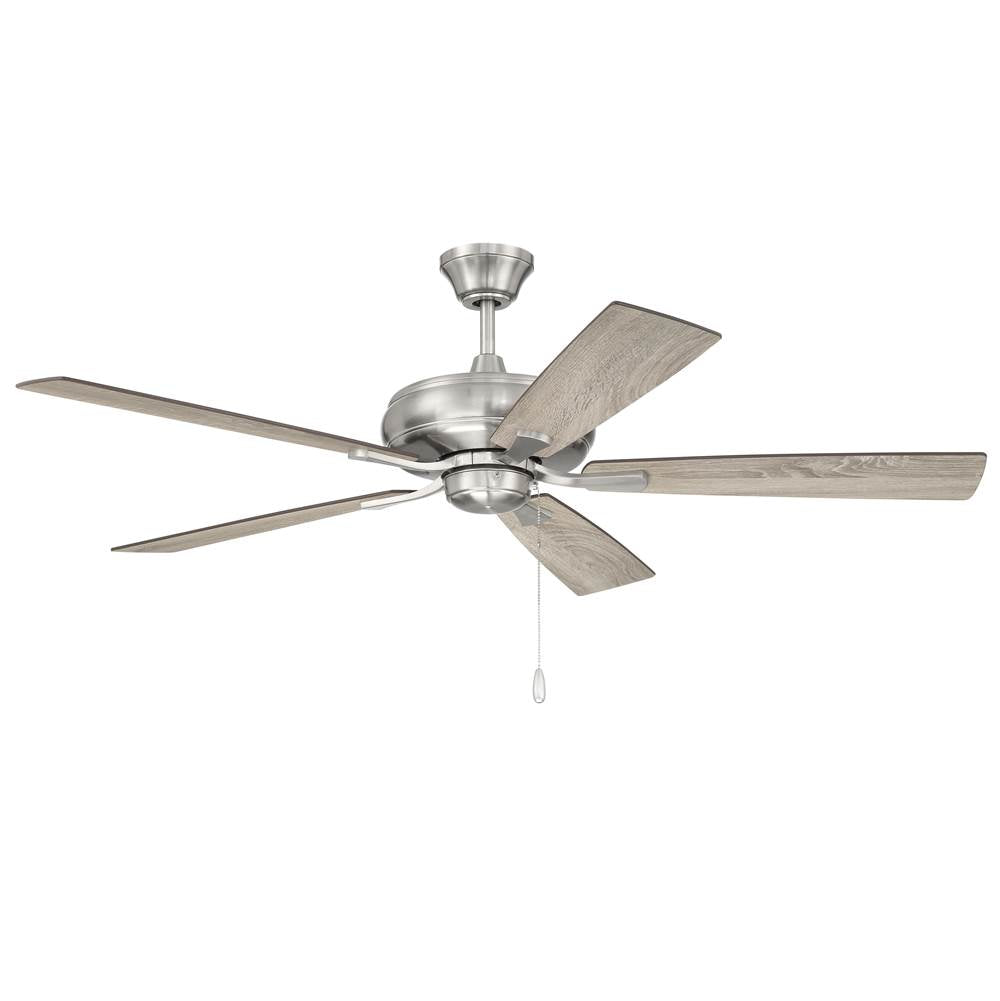 Craftmade Eos 52'' 5-blade Ceiling Fan In Brushed Polished Nickel W/ Driftwood/walnut Blades; Light Kit Optional (not Included)