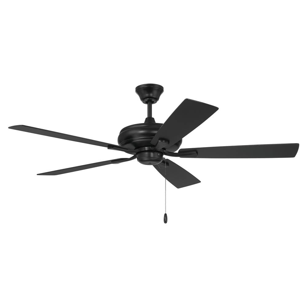 Craftmade Eos 52'' 5-blade Ceiling Fan In Flat Black W/ Flat Black/greywood Blades; Light Kit Optional (not Included)