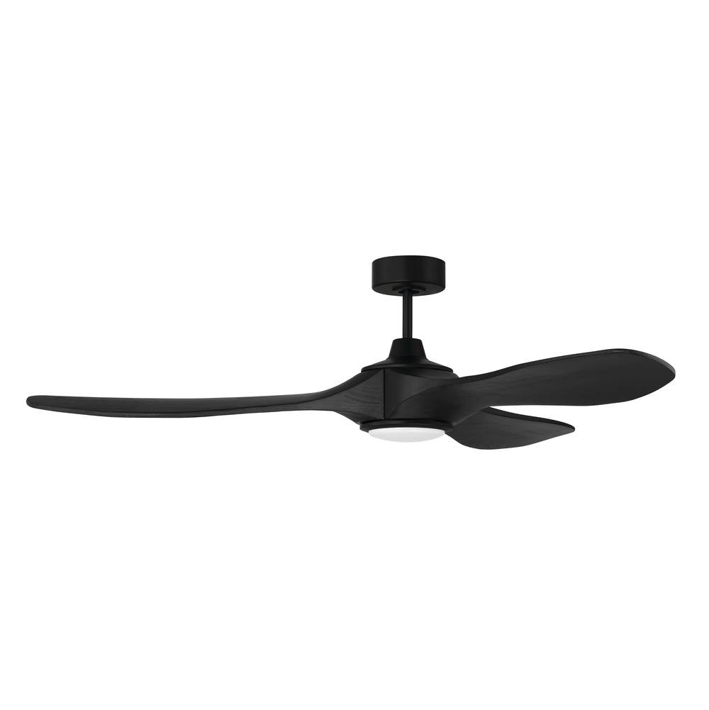 Craftmade EVY60FB3-NWF Flat Black Envy 60'' 3-blade Indoor/outdoor (damp) Ceiling Fan In Flat Black With Flat Black Blades, Light Kit Included (optional) Image 1