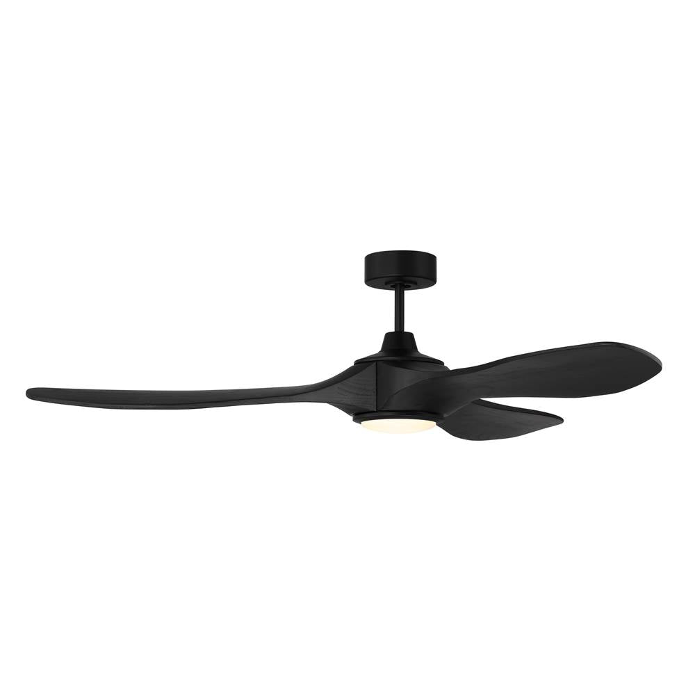 Craftmade Envy 60'' 3-blade Indoor/outdoor (damp) Ceiling Fan In Flat Black With Flat Black Blades, Light Kit Included (optional)