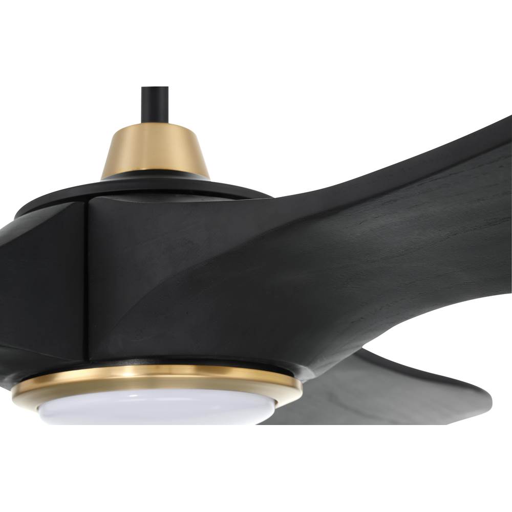 Craftmade EVY60FBSB3-NWF Flat Black,Satin Brass Envy 60'' 3-blade Ceiling Fan In Flat Black/satin Brass With Flat Black Blades, Light Kit Included (optional) Image 5