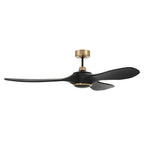 Craftmade EVY60FBSB3-NWF Flat Black,Satin Brass Envy 60'' 3-blade Ceiling Fan In Flat Black/satin Brass With Flat Black Blades, Light Kit Included (optional) Image 3