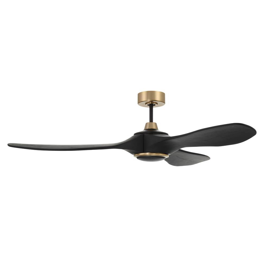 Craftmade EVY60FBSB3-NWF Flat Black,Satin Brass Envy 60'' 3-blade Ceiling Fan In Flat Black/satin Brass With Flat Black Blades, Light Kit Included (optional) Image 3