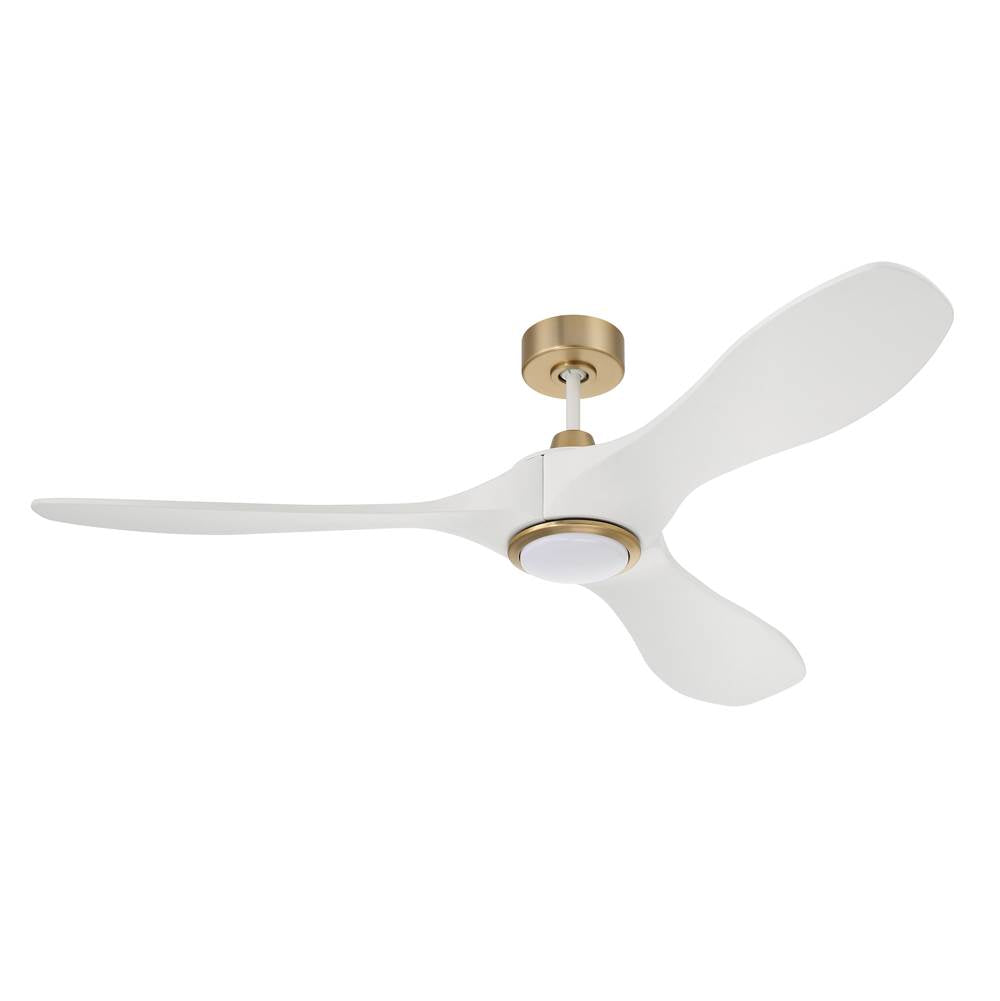 Craftmade EVY60WSB3-NWF White,Satin Brass Envy 60'' 3-blade Ceiling Fan In White/satin Brass With White Blades, Light Kit Included (optional) Image 2