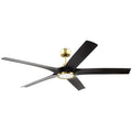 Craftmade Fonz 65'' 5-blade Ceiling Fan In Satin Brass With Flat Black Blades, Light Kit Included (optional)