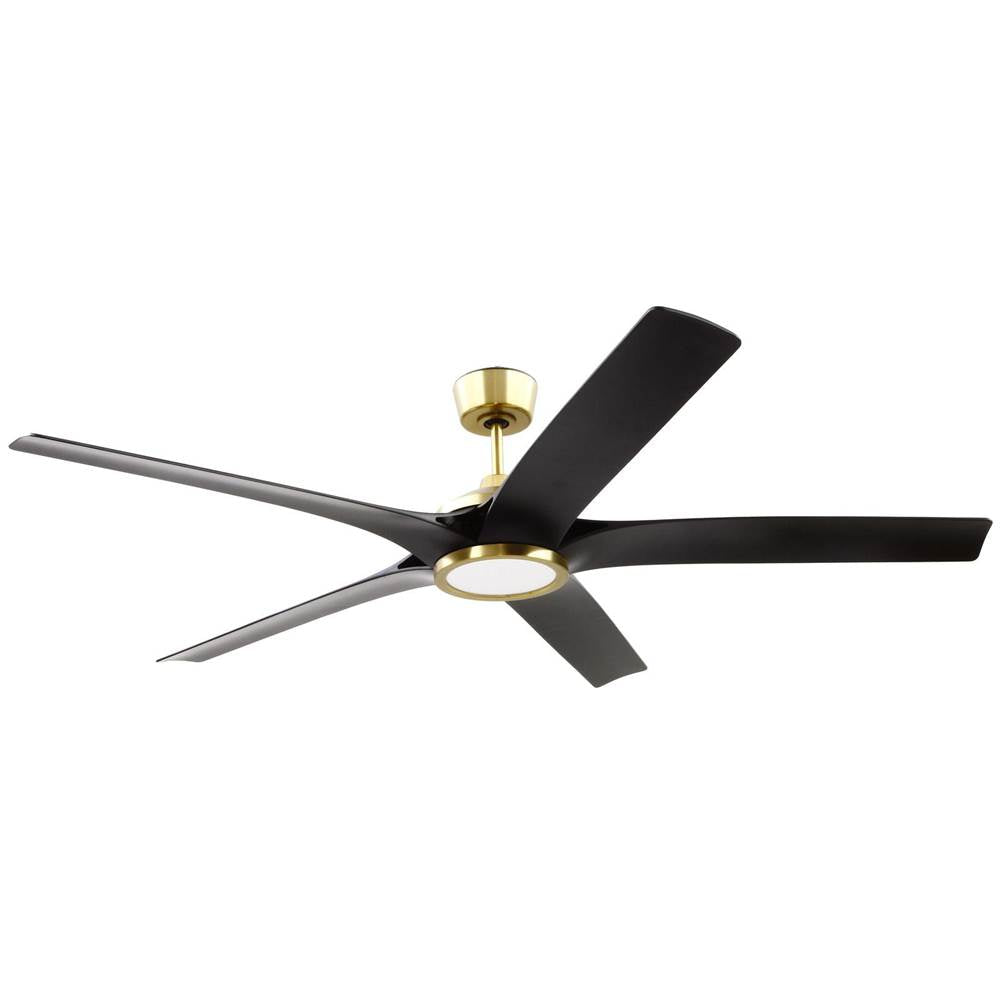 Craftmade Fonz 65'' 5-blade Ceiling Fan In Satin Brass With Flat Black Blades, Light Kit Included (optional)