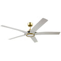 Craftmade Fonz 65'' 5-blade Ceiling Fan In Satin Brass With White Blades, Light Kit Included (optional)