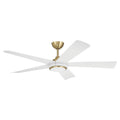Craftmade Frye 52'' 5-blade Ceiling Fan In Satin Brass With White Blades, Integrated Light Kit